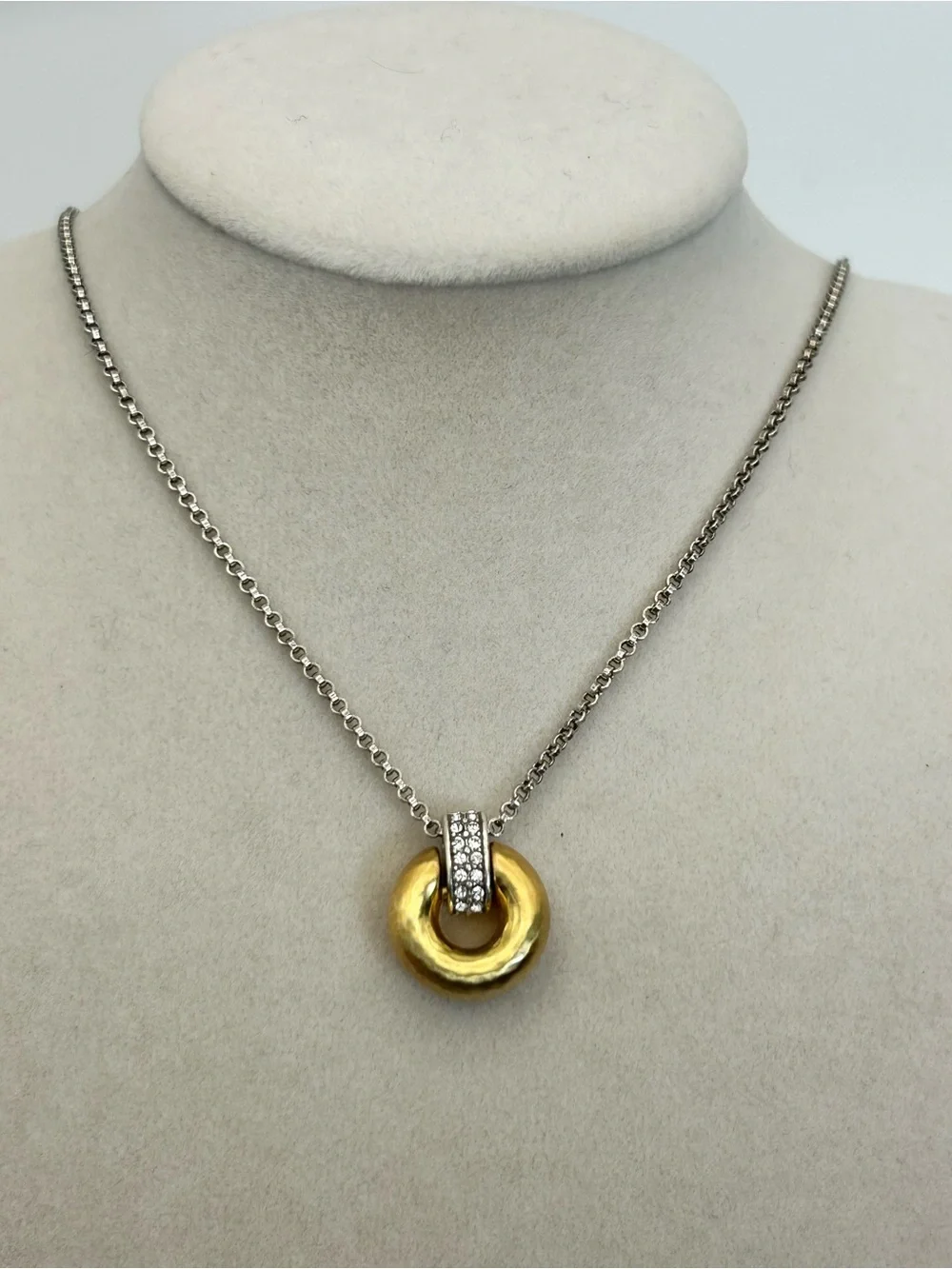 Brighton Meridian Geo Mini Pendant Necklace 18" Two-tone Gold Silver Plated - Picture 3 of 11